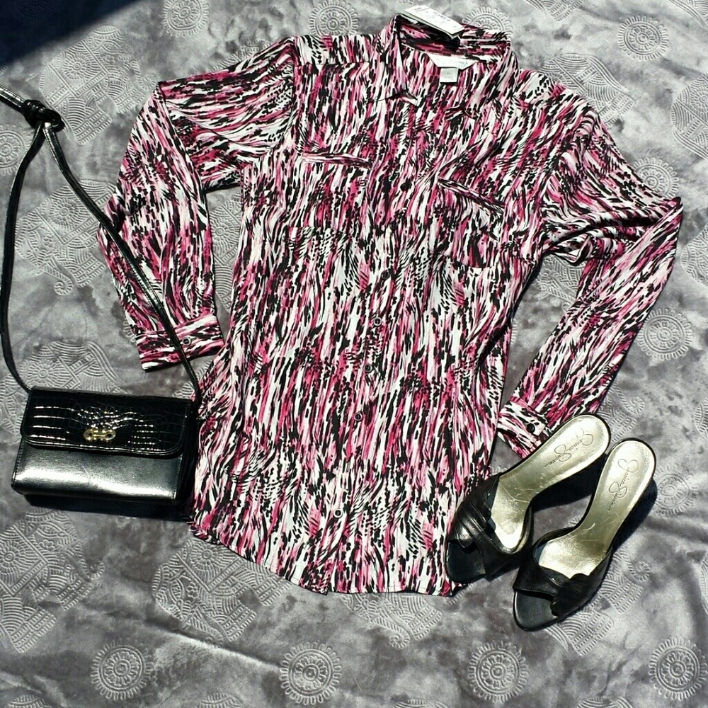 🌻🌺NWT!! CHRISTOPHER&BANKS SZ LP COLLARED BLOUSE
